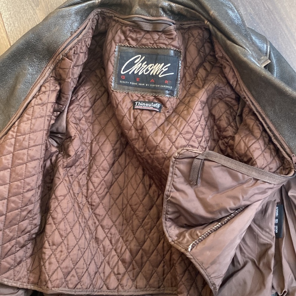 Vintage Chrome Gear Leather Motorcycle Jacket- Brown- Women Sz XS - Picture 13 of 13